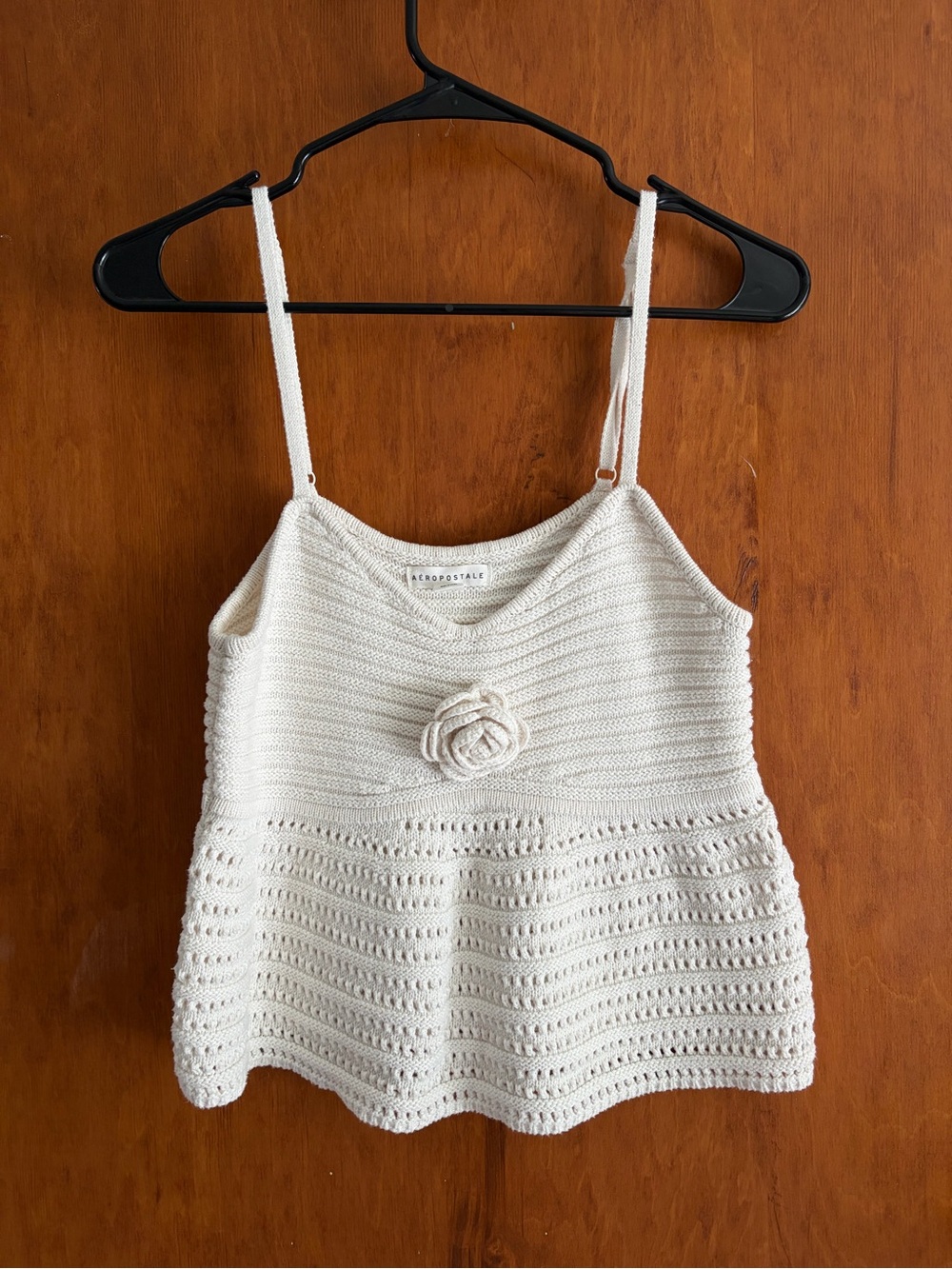 Aeropostale Cream Crochet Camisole with Rosette Accent
